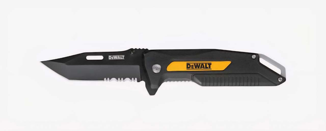 DEWALT 3.25 in. Stainless Steel Partially Serrated Tanto Folding Knife