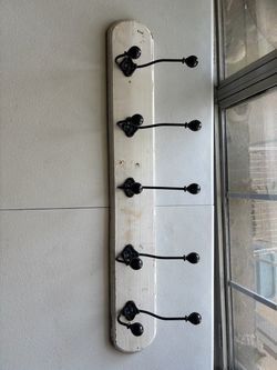 Wall-Mounted Coat Rack - Distressed Wood with 5 Hooks, Pickup Today