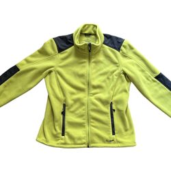 L.L. Bean Women’s Polartec Full Zip Jacket Size L Shock Green/Gray Outdoor 