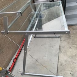 Glass And Metal Desk With Hardware. Get It Assembled Or Disassembled. Reduced Again 