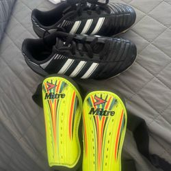 Adidas Soccer Cleats with Mitre Shin Guards