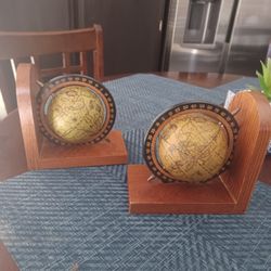 Vintage Spinning Globe Bookend Set