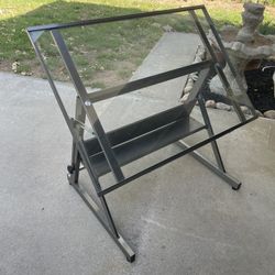 Adjustable Metal And Glass Desk