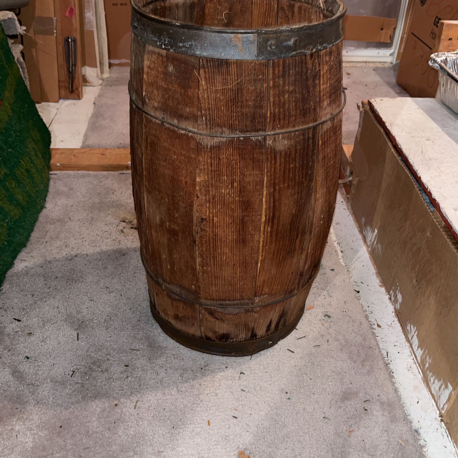Antique Wooden Nail Keg  18” Tall X 10” Wide