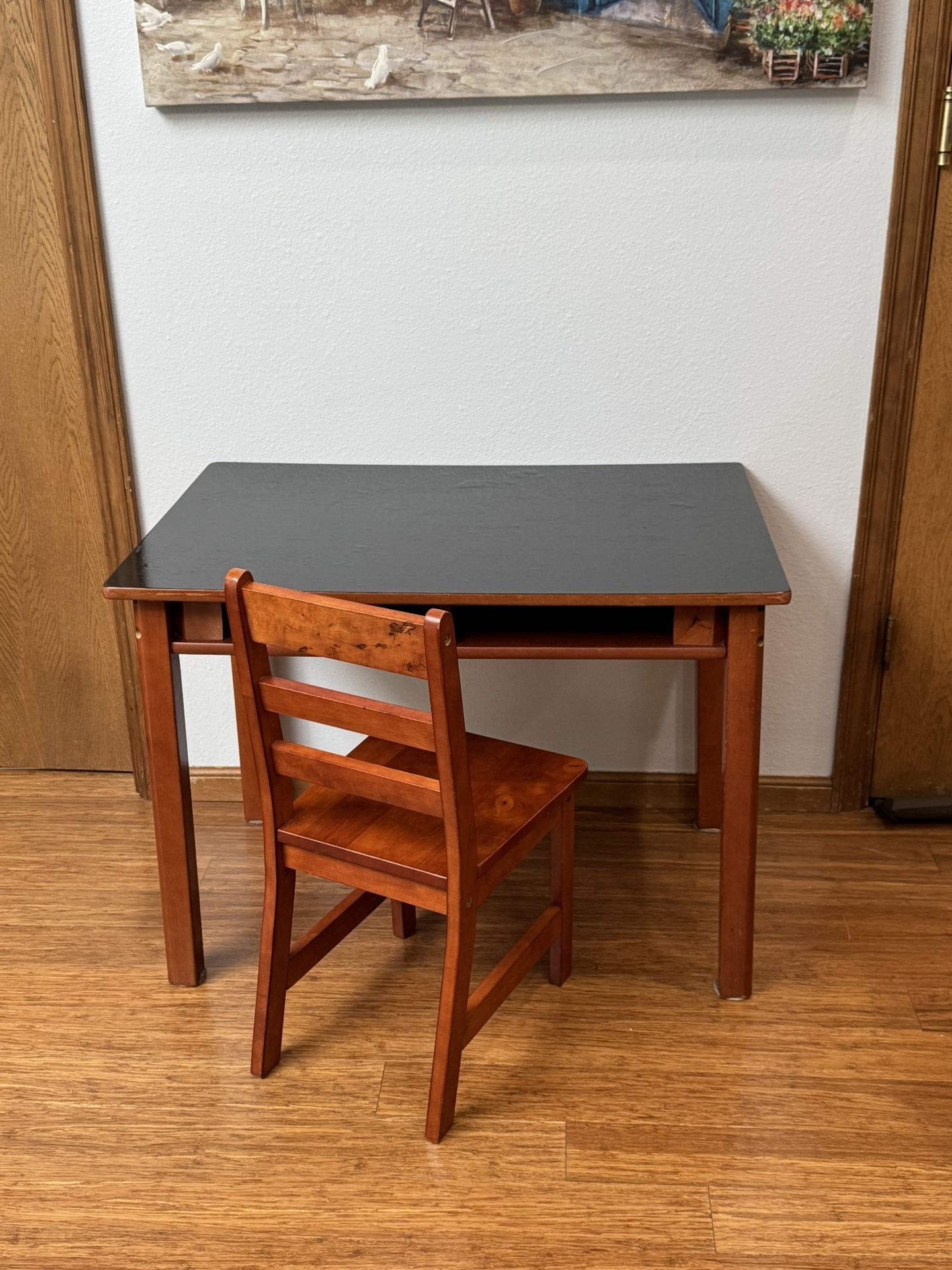 Children’s Solid Wood Table/Desk and Chair Set With Storage - Includes Some Accessories