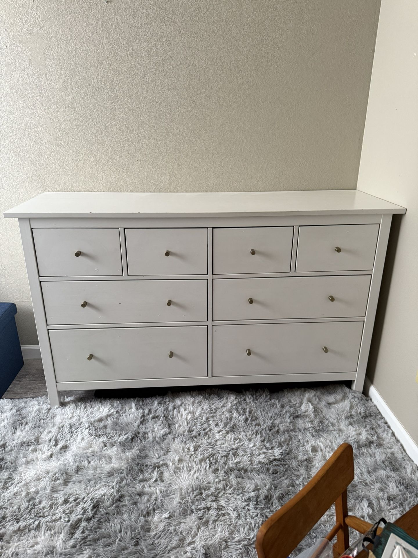Ikea Hemnes White Dresser - Gold Pulls