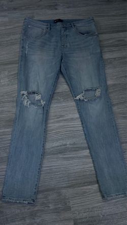 Light Wash Distressed Ripped Purple Jeans