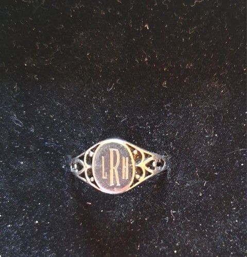 Unisex "LRH" Mongram Signet Ring Sterling Silver Size 10.5/11
