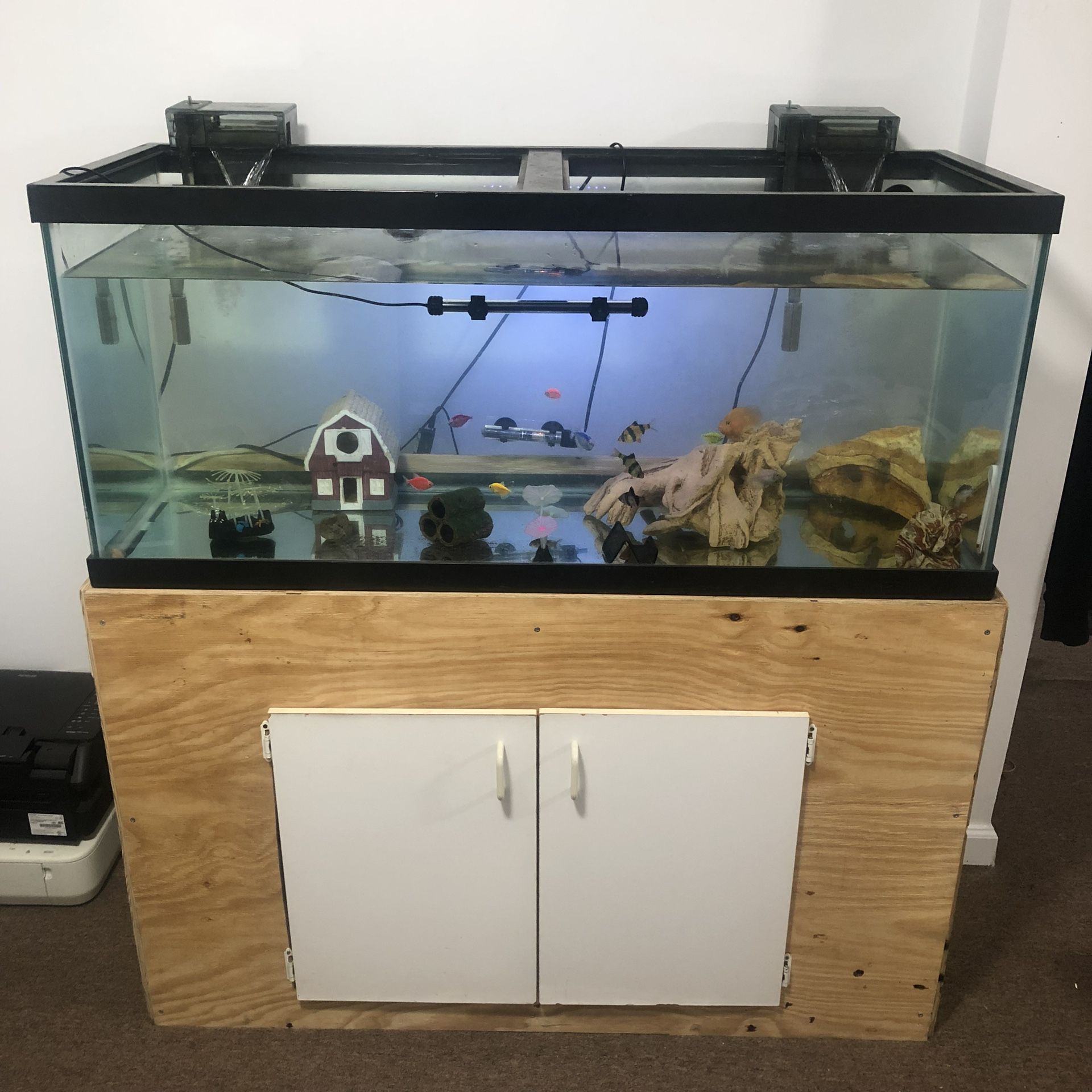 75 Gallon Aquarium Terrarium Turtle Fish Tank With Built Stand