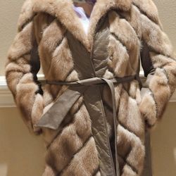 MINT CANADIAN PASTEL MINK FUR & LEATHER COAT JACKET WOMEN WOMAN SIZE  MEDIUM