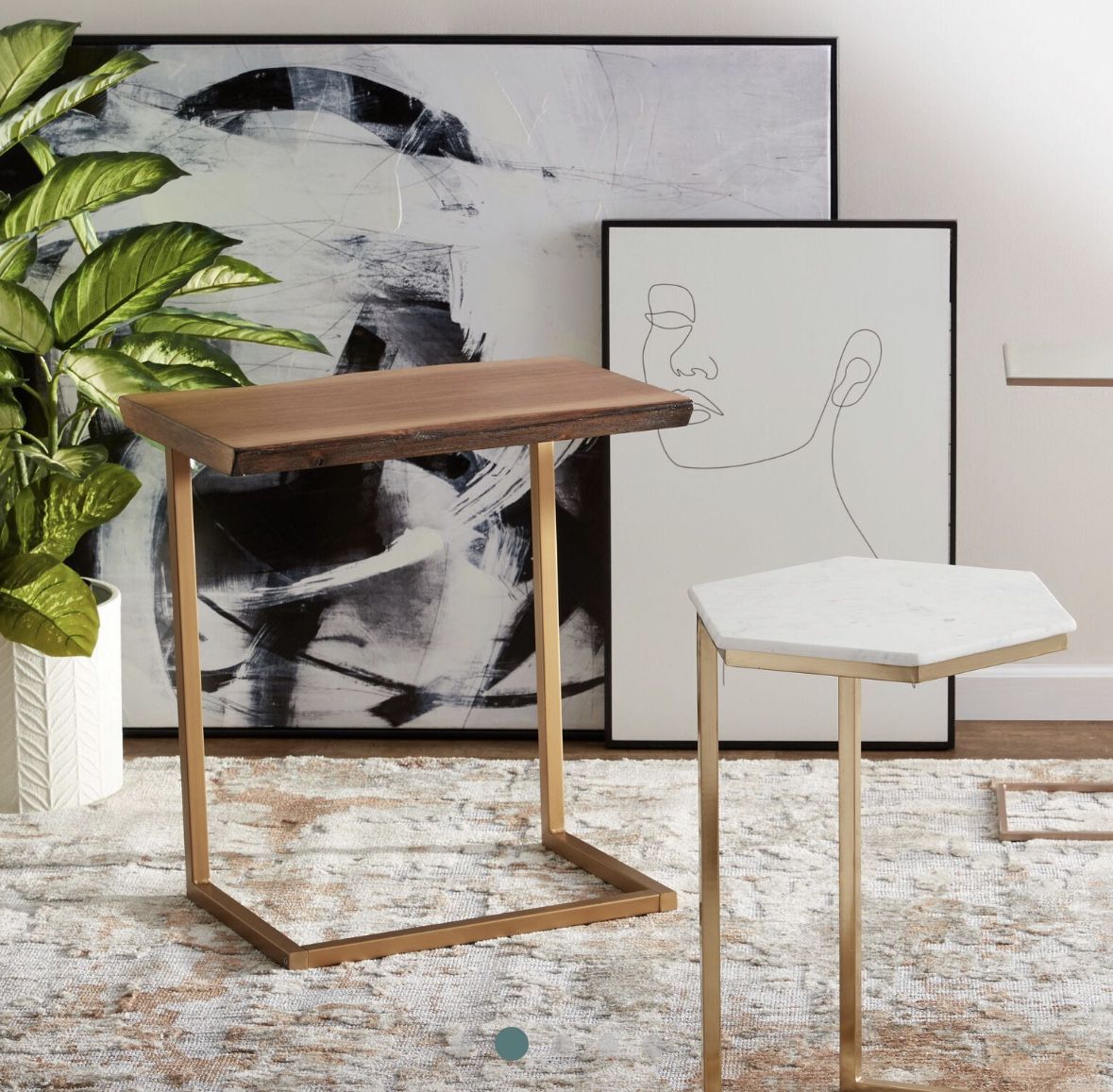 World Market Sloan Faux Live Edge Wood and Gold Metal Laptop Table