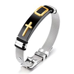 Creative Design 2-Tone Titanium Cross ✝️ Pattern Adjustable Unisex Bracelet