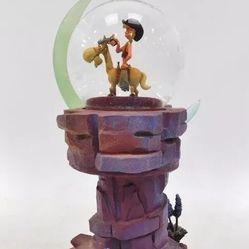 Disney Snow Globe Pecos Bill & Widowmaker music rotates lights
