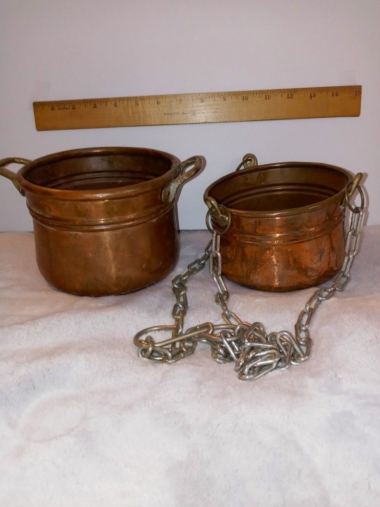 Vintage Solid Copper Pots. Made In Turkey