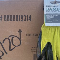 Case Of 72 True Grip Bamboo Nitrile Covered Gloves In Medium
