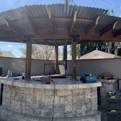 Patio , Purgola, Outdoor Bbq Island, Concrete .