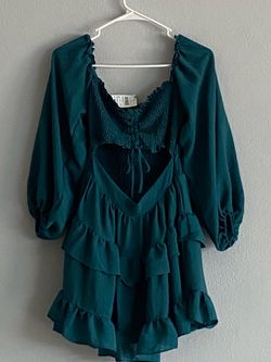 Windsor Teal Smoked Ruffle Dress