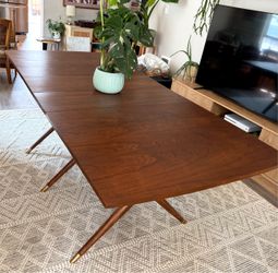 Mid century modern walnut extendable dining table