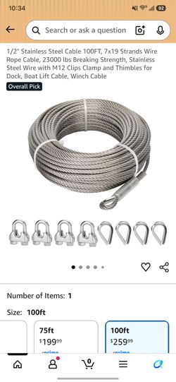 Mariocsa 1/2" Stainless Steel Cable 100FT