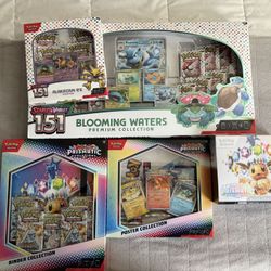 151 BLOOMING/ALAKAZAM BOX + PRISMATIC EVOLUTIONS BINDER/POSTER/ETB