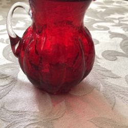 Hand blown ruby glass 4” tall
