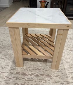 Marble top and wood side table