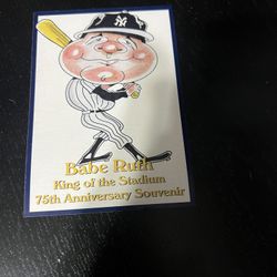 BABE RUTH  1998 YANKEE STADIUM 75th Anniversary Souvenir Card D-5 1998 Vg/F