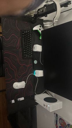 Red and black mouse pad for full desk