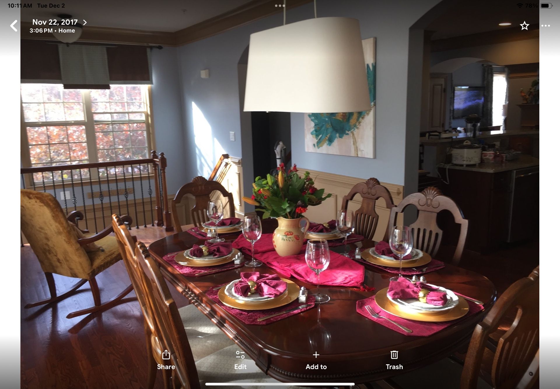 Formal Dining Table With 6 Chairs 2 With Arms. Beautiful Detailed Solid Cherry Wood Double Pedestal Base Local Pickup Only