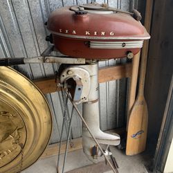 Vintage Sea King Boat Motor W/ Stand
