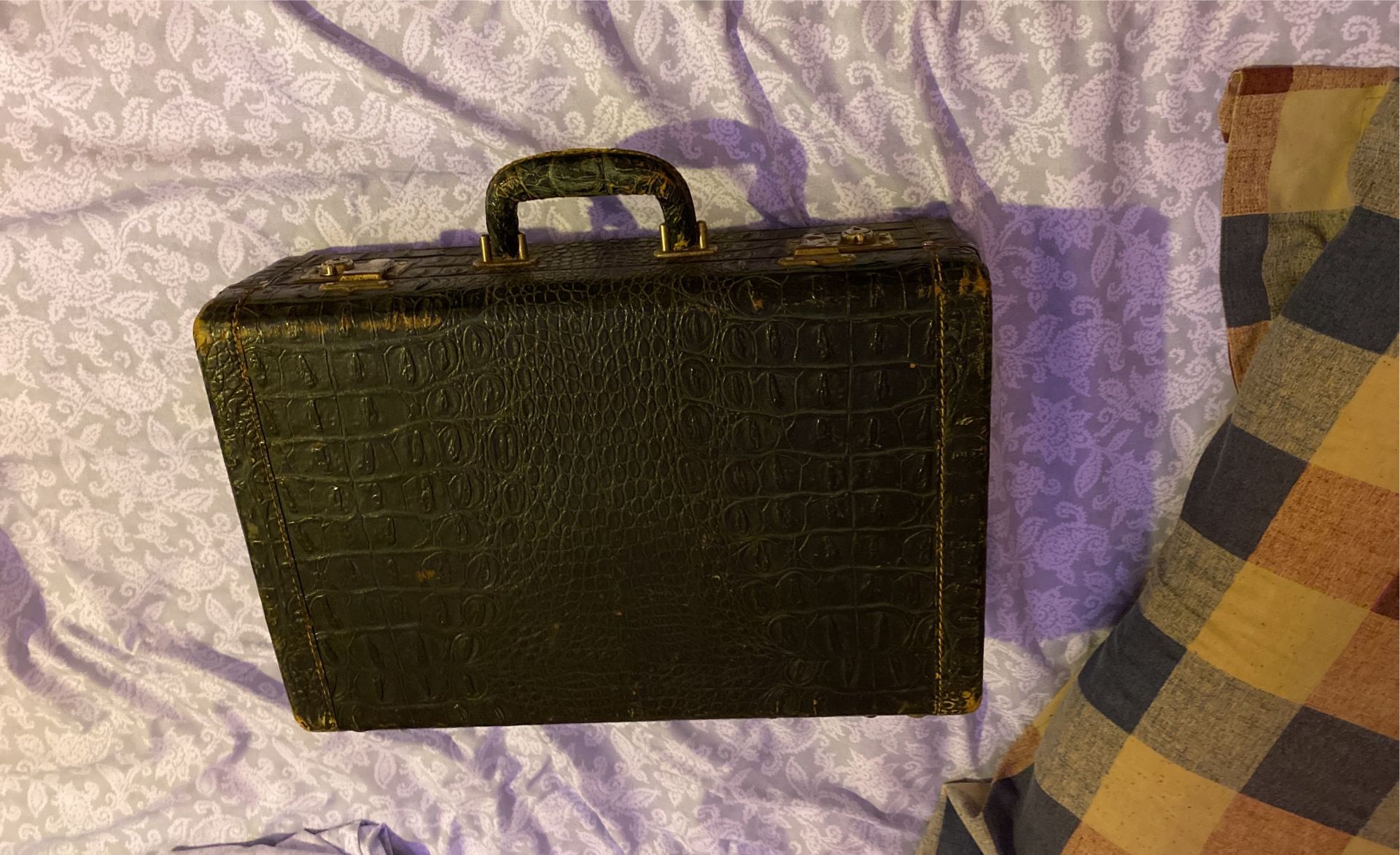 Vintage Alligator Briefcase. Nice Condition For Age. Small Leather Like Carrier Inside. Belonged To Doctor