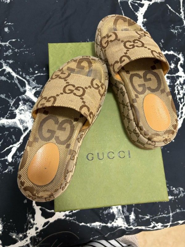 Gucci Big GG Logo Platform Mules