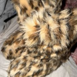 Leopard Fur Boots Brand New To Tight 