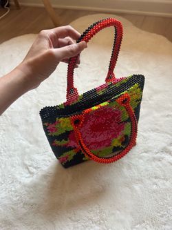 Handmade Beaded Floral Handbag – Statement Art Purse