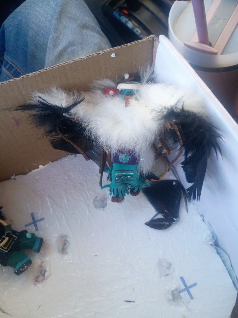 5 Kachina Dolls Some Of Them Have Signatures Or Initials At The Bottom Of The Feet