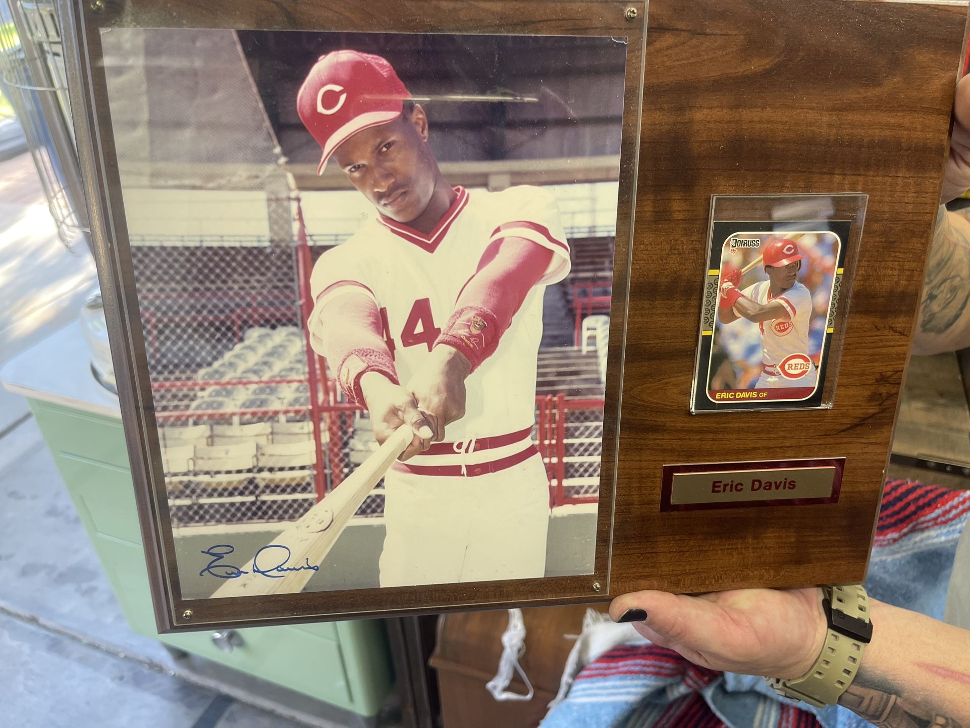 Eric Davis Signed Print And card