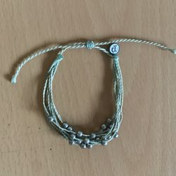 PURA VIDA Pale Green Platinum Beaded Bracelet