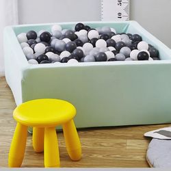 Square Foam Ball Pit for Toddler , 35 " x35 " x12 " Soft Ball Pit Pool with Removable Cover , Indoor Memory Sponge Ball Playpen Without Balls Light bl