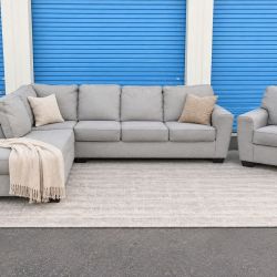 Gray Ashley Sectional Couch Sofa and Lounge Chair