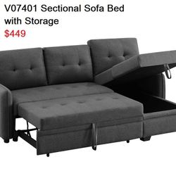 !New!!! Grey Sectional Sofa Bed, Reversible Sectional With Pull Out Bed, Sofabed, Sectional Couch With Bed, Sleeper Sofa