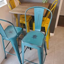 Kitchen Dining High Table And Chair Set 