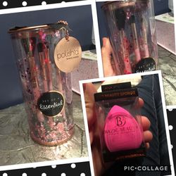 makeup brush lit and beauty sponge