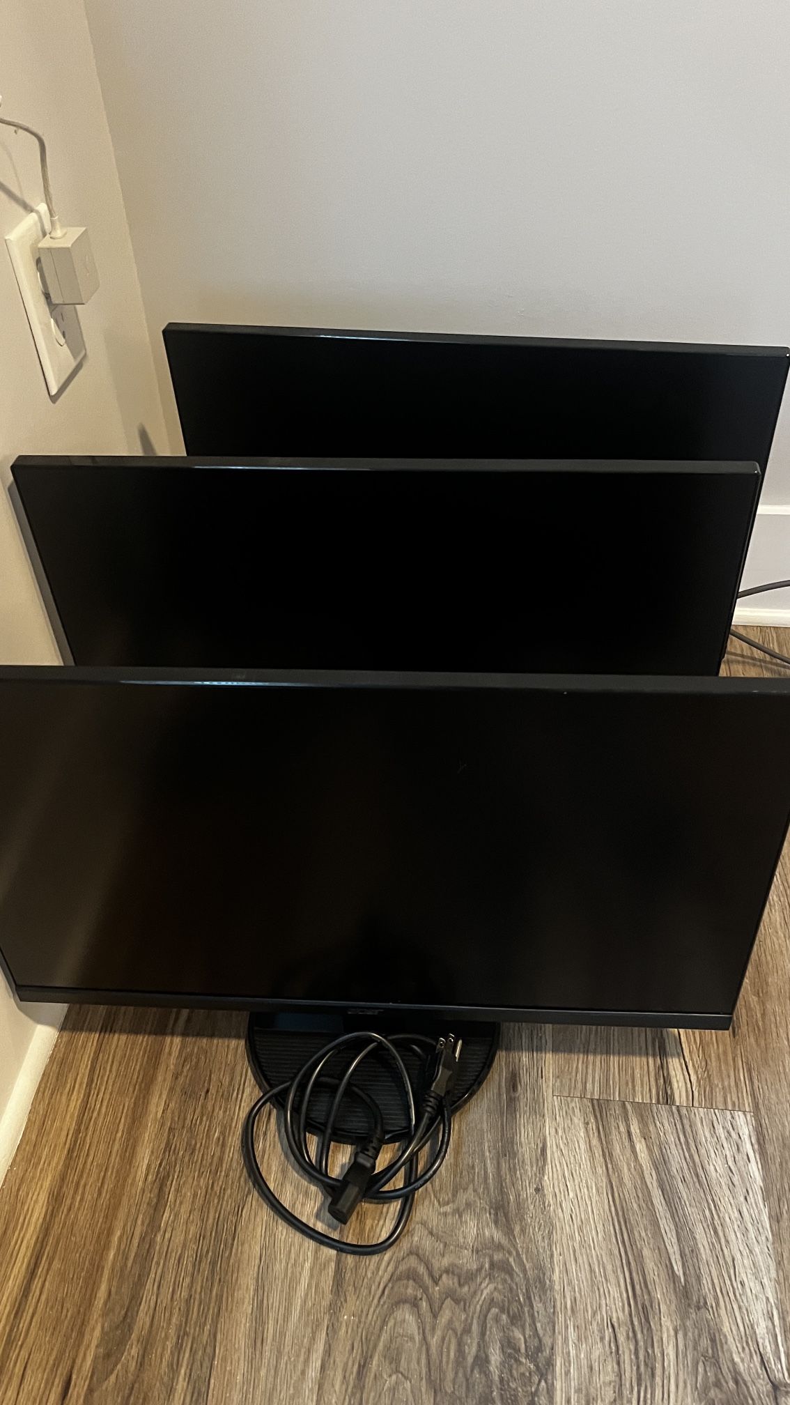 3 Acer 24” Monitors with stand and power cable