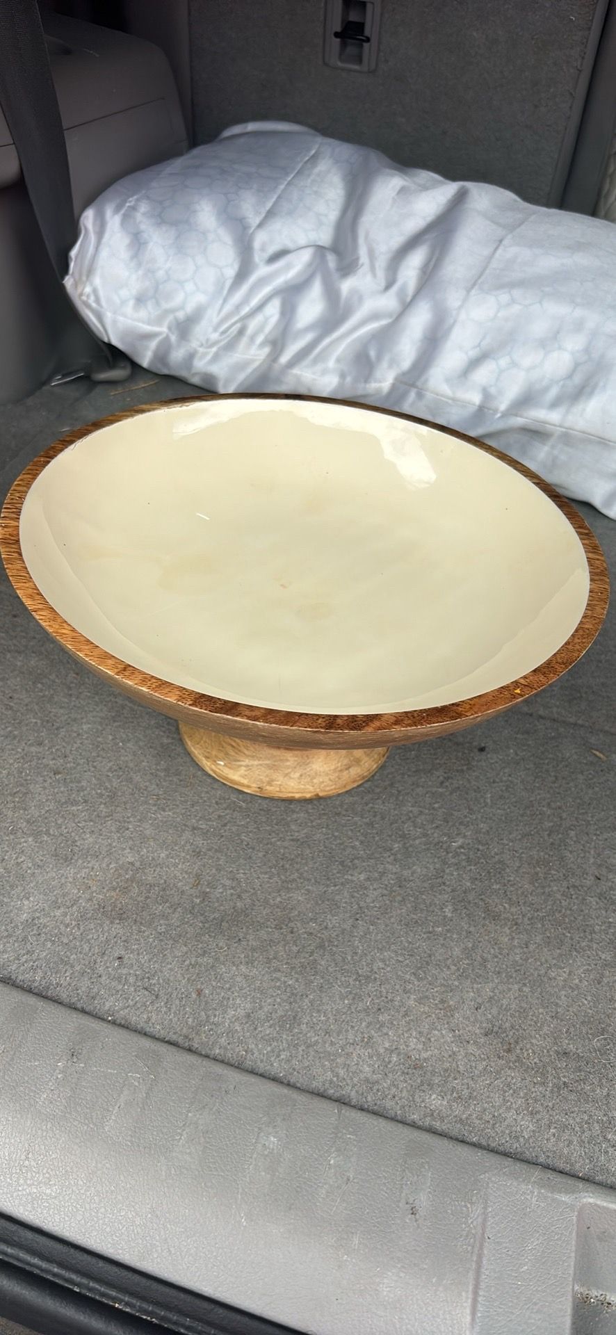 Folkulture Handmade Wood Pedestal Bowl