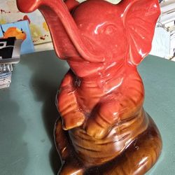 Porcelain Glazed Decorative Elephant - 10" H - 6" W