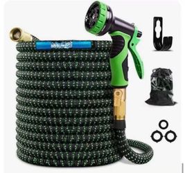50ft Flexible Garden Hose, Water Hose for Outside with 10 Spray Nozzles, Brass Connector, Leak-Proof, Blue, Father's Day Gifts