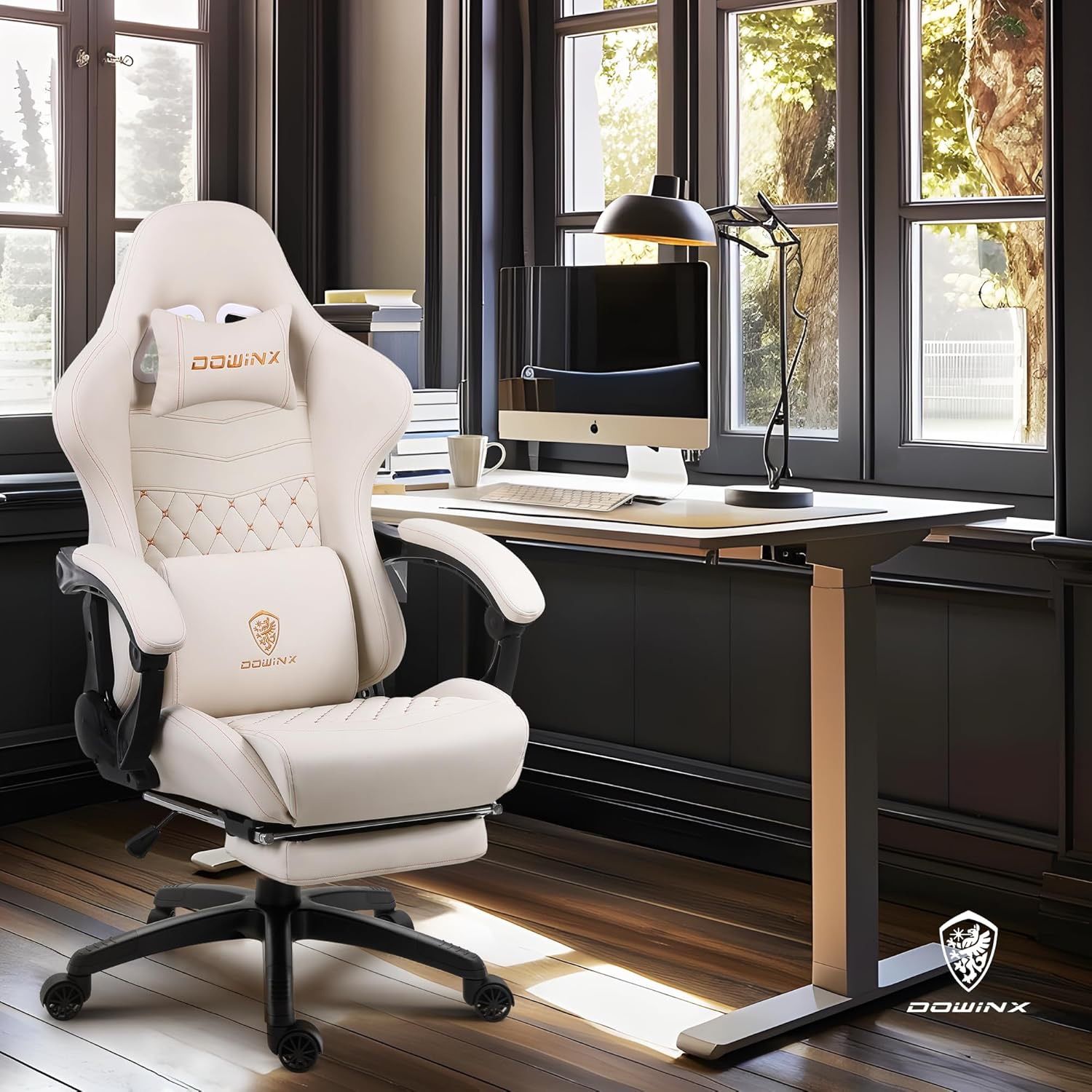 Dowinx Gaming Chair Big and Tall, Ergonomic Computer Chair with Footrest and Massage Lumbar Support, High Back Comfortable Gamer Chair for Adults 350L