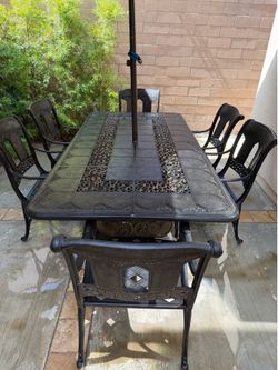 Ultra High-End Hanamint “St Moritz” Cast Aluminum 7-Piece Patio Furniture Set
