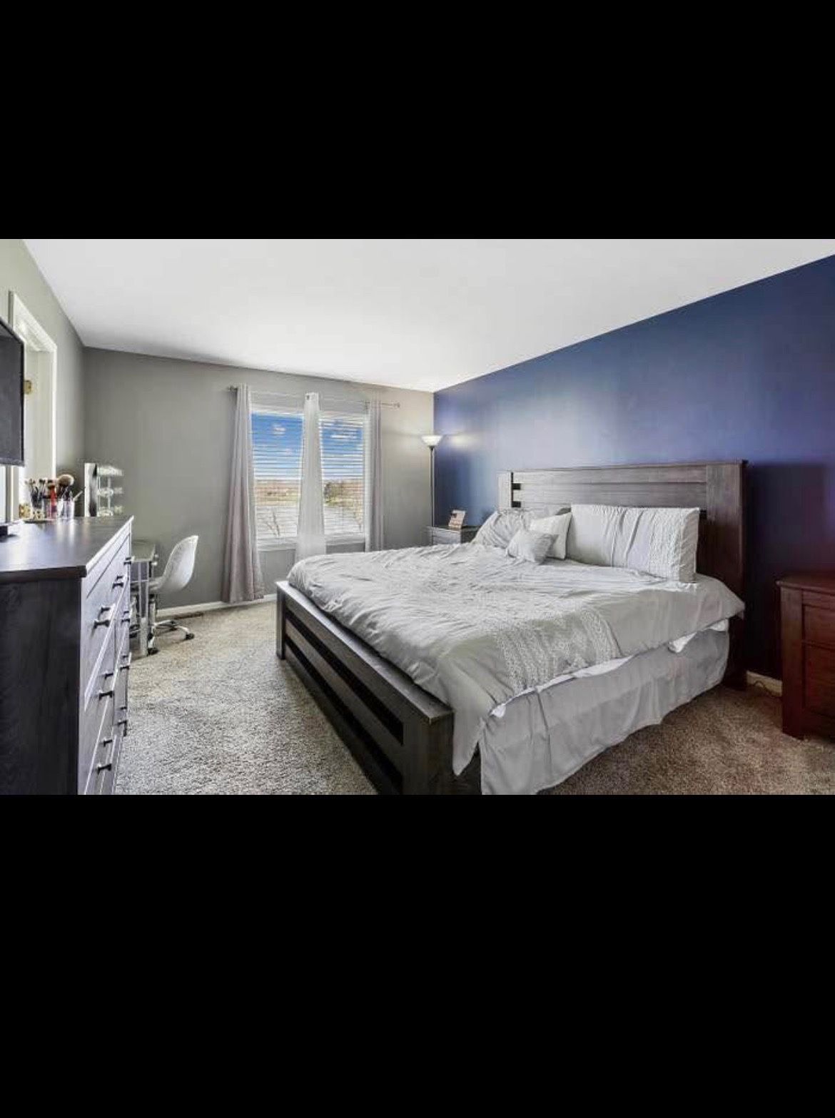 King Bed Frame, Mattress, Spring box and Nightstands
