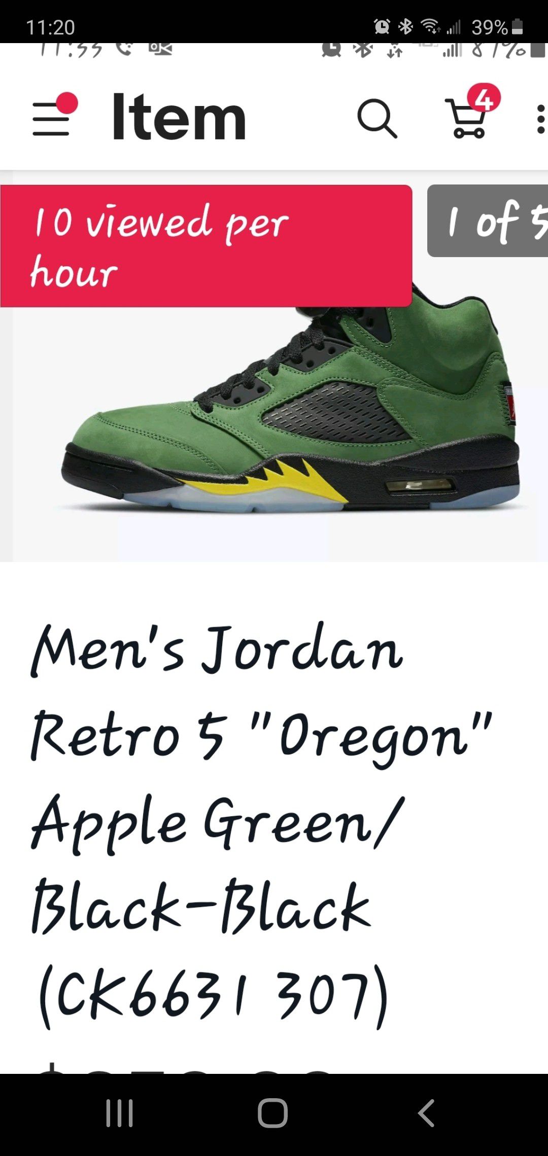 Jordan retro 5 Oregon